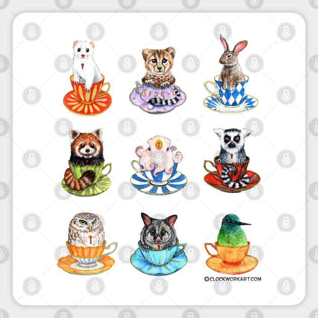 Teacup Critters Sticker by Clockwork Art